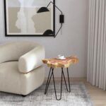 Skye Live Edge Solid Teak Wood Accent Table - Image 2