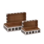 Cassia Rectangular Carved Natural Horn Nesting Box, Set of 2 - Image 4