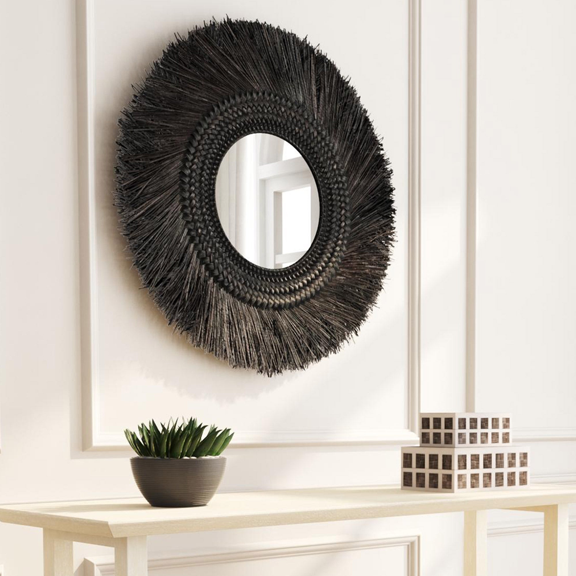 AM-70806-BK-002-All3D_f64f82fa-84d7-47d5-869e-b8ff9fbb4a6a Braided Round Woven Seagrass Wall Mirror, 30" - Image 1