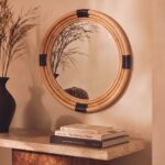 Marina Round Handwoven Rattan Wall Mirror, 23" - Image 2