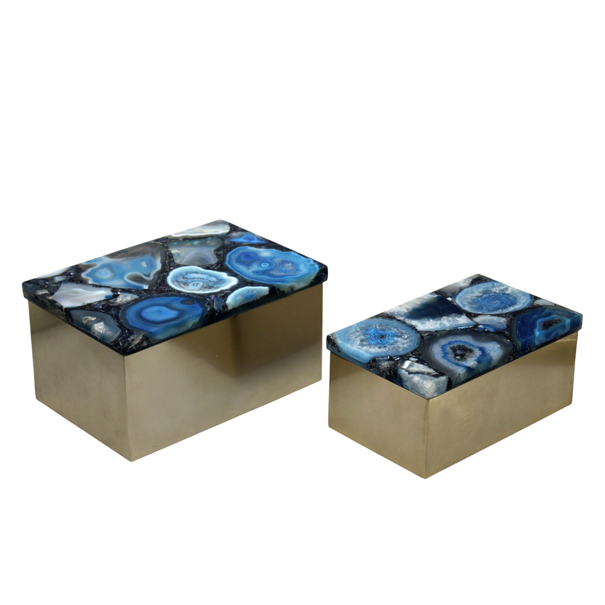 BX2-314007-BL_001 Ava Gold Metal and Agate Box, Set of 2 - Image 1
