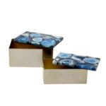 Ava Gold Metal and Agate Box, Set of 2 - Image 4