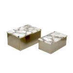 Ava Gold Metal and Agate Box, Set of 2 - Image 5