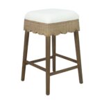 Maris Scalloped Rattan Counter Stool, Set of 2
