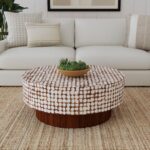 Mila Round Recycled Coconut Shell Pedestal Coffee Table - Image 4