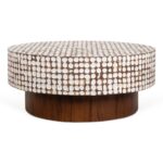 Mila Round Recycled Coconut Shell Pedestal Coffee Table - Image 6