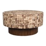 Mila Round Recycled Coconut Shell Pedestal Coffee Table - Image 8