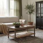 Asura Bayur Wood Coffee Table with Woven Rush Shelf