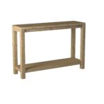Petter Rectangular Solid Mindi Wood Console Table with Shelf - Image 4