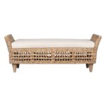 Francine Woven Banana Leaf Upholstered Double Bench - Image 4