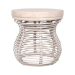 Hannah Woven Raffia and Munggur Wood Side Table - Image 4