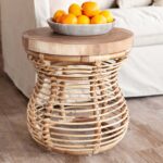 Hannah Woven Raffia and Munggur Wood Side Table - Image 2
