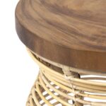 Hannah Woven Raffia and Munggur Wood Side Table - Image 3