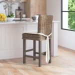 Dyer Handwoven Rattan and Teak Accent Stool with Cushion - Image 3