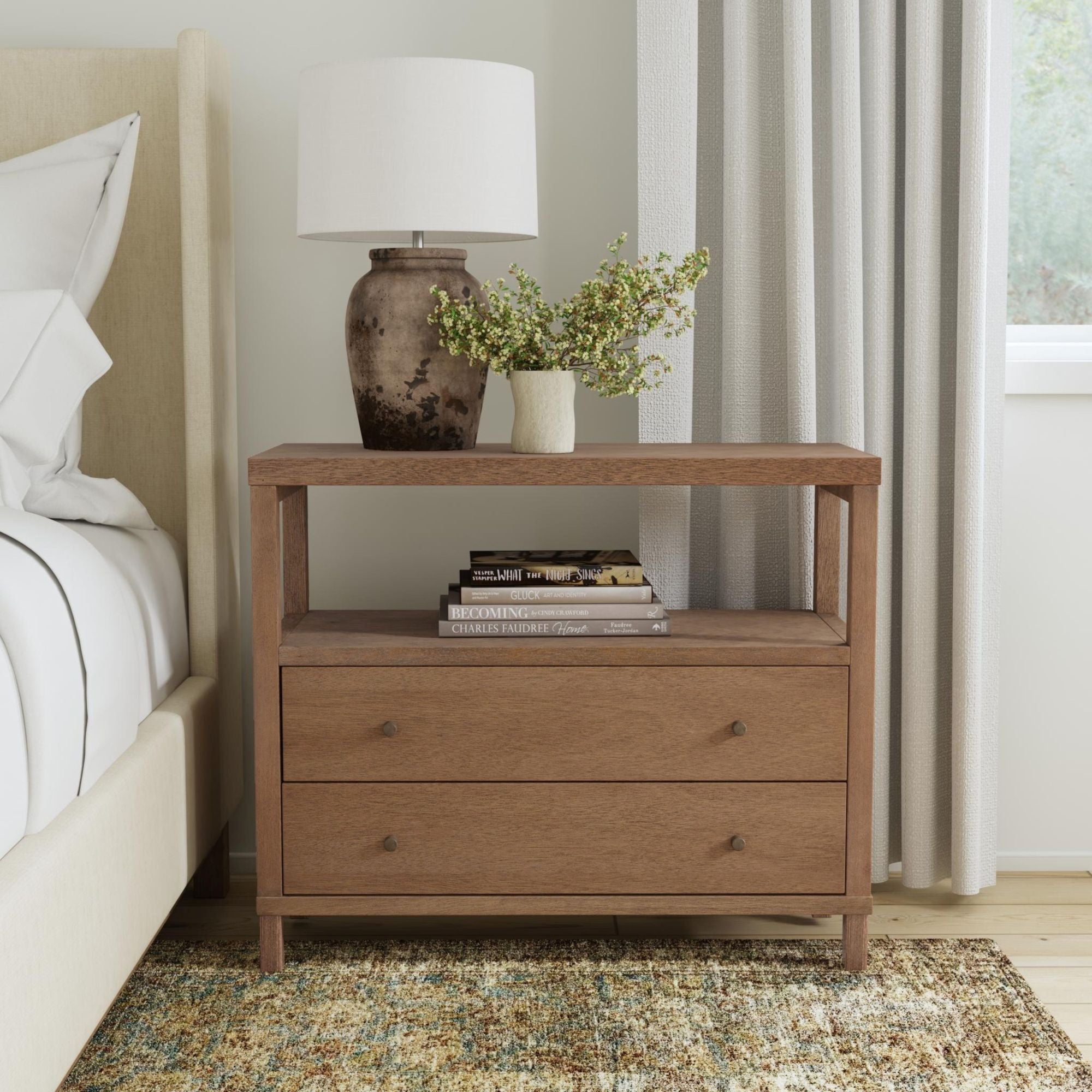NS-6802-MBV-002-ALL3D Gemma Solid Wood 2-Drawer Nightstand - Image 1