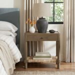 Asura Bayur Wood Nightstand with Woven Rush Shelf