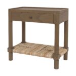 Asura Bayur Wood Nightstand with Woven Rush Shelf - Image 2
