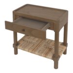 Asura Bayur Wood Nightstand with Woven Rush Shelf - Image 3