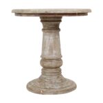 Kafe Solid Wood Pedestal Accent Table