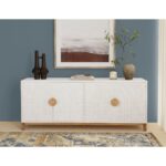 Roma Solid Mango Wood Two-Tone Hand-Carved Arched Door Sideboard, 80" - Image 2