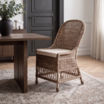 Marietta Curved Back Handwoven Rattan Dining Chair - Image 8