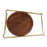 Aria Solid Mango Wood Tray Top Side Table with Brass Legs - Image 5