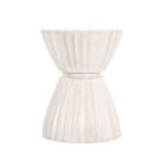 Clara Hourglass Solid Mango Wood Scalloped Accent Table - Image 3