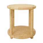 Camila Round Handwoven Rattan Side Table with Shelf - Image 3