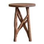 Eli Hand-Carved Solid Wood Side Table with Twig Base - Image 3