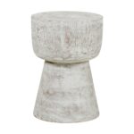 Olivia Carved Teak Wood Pedestal Accent Table
