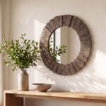 Sali Recycled Teak Wood Wall Mirror, 31" - Image 2