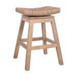 Joyce Swivel Solid Teak and Woven Abaca Counter Stool - Image 7