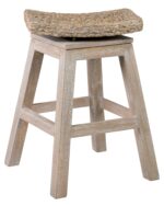 Joyce Swivel Solid Teak and Woven Abaca Counter Stool - Image 4