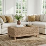 Delilah Handwoven Abaca and Mahogany Storage Coffee Table - Image 2
