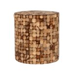 Mila Round Recycled Coconut Shell Accent Table - Image 6