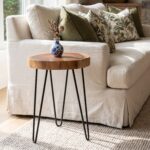 Kai Teak Wood Slab Accent Table with Metal Hairpin Legs - Image 2