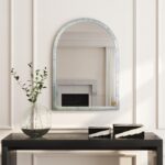 Hera Antiqued Metal Arch Wall Mirror, 24" - Image 2