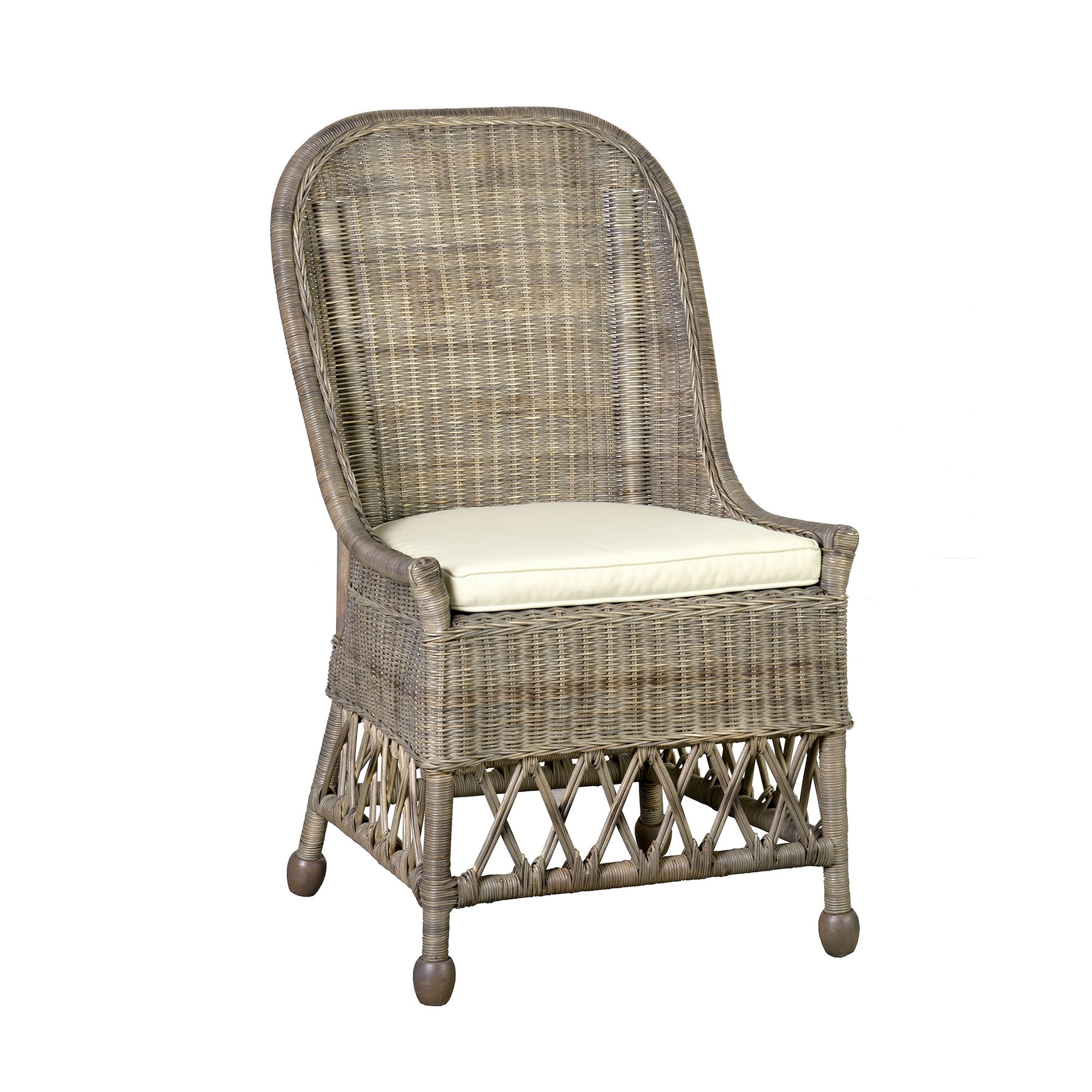 WR-DE103-GR_001 Marietta Curved Back Handwoven Rattan Dining Chair - Image 1