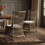Edie Handwoven Rattan Dining Chair with Cushion, Set of 2