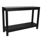 Petter Rectangular Solid Mindi Wood Console Table with Shelf