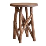 Eli Hand-Carved Solid Wood Side Table with Twig Base